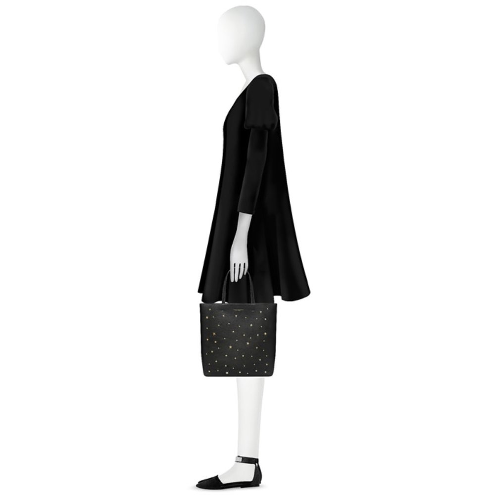 NWT TORY BURCH Women Black, Gold Star Studs, Small Leather Tote Bag - Picture 4 of 7